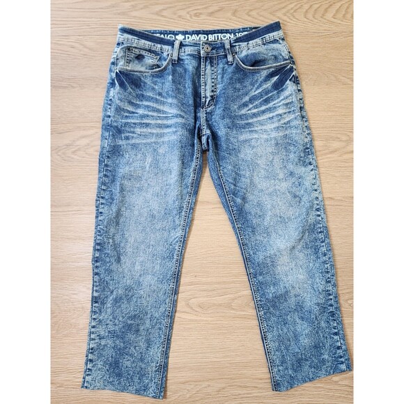 Buffalo David Bitton Evan-X Slim Straight Leg Basic Jean 34" Stretch Acid Wash - Picture 2 of 9